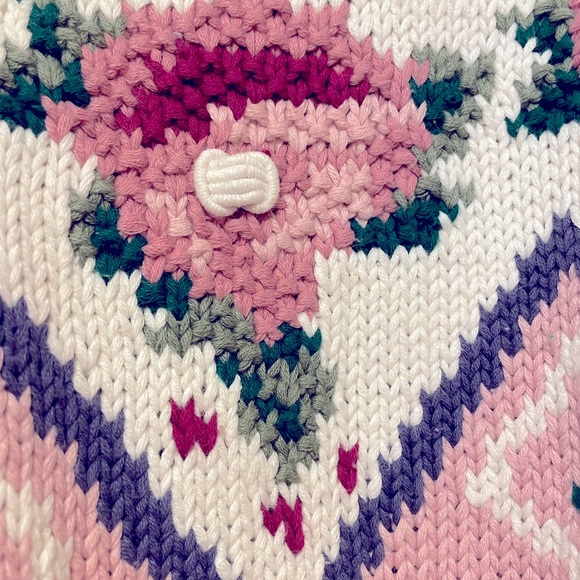 Vintage Nordic Fair Isle oversized knit sweater Canary Island Valentine - Picture 3 of 10